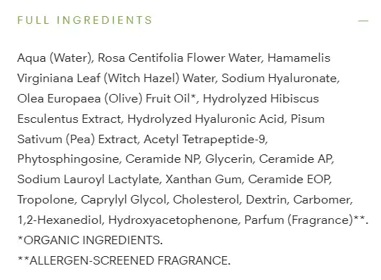 Ingredients of Irene Forte Hibiscus Serum